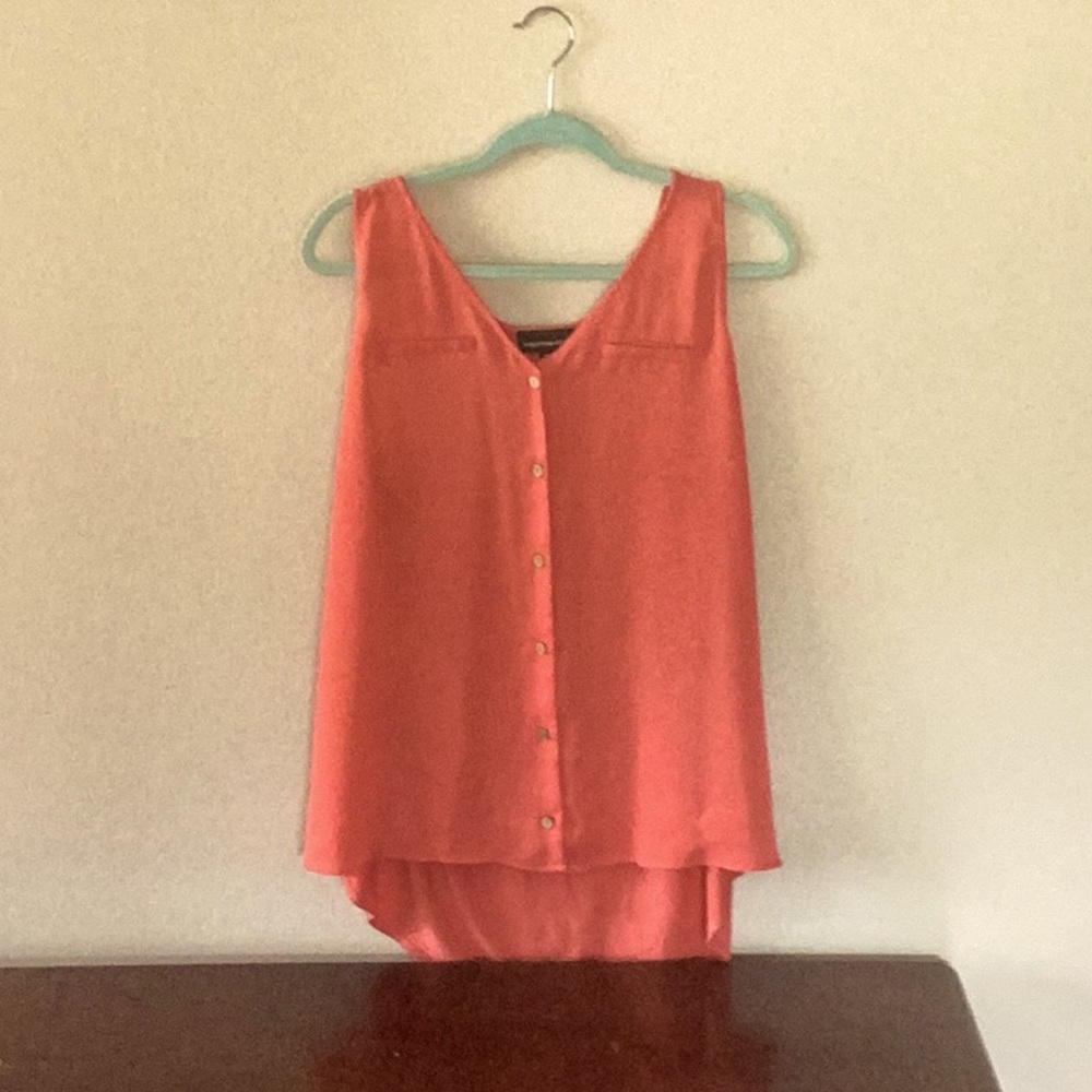 Coral sleeveless blouse